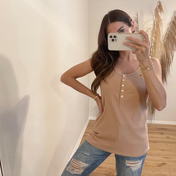 More To Adore Ribbed Henley Tank Top - Picture 3 of 7